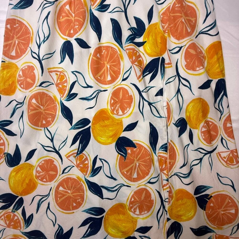 NWT Seven Wonders Citrus Print Marilla Midi Dress  Tie Strap Sundress Size XL - Picture 6 of 14